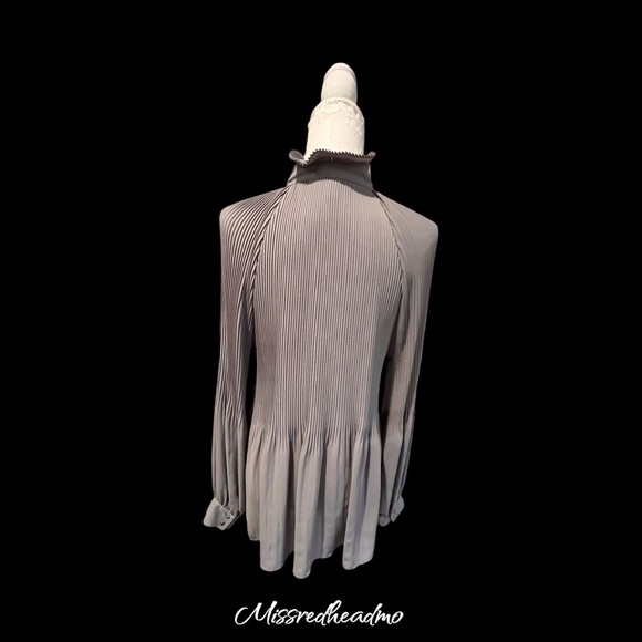 Banana Republic Elegant Gray Pleated Blouse - Picture 3 of 5